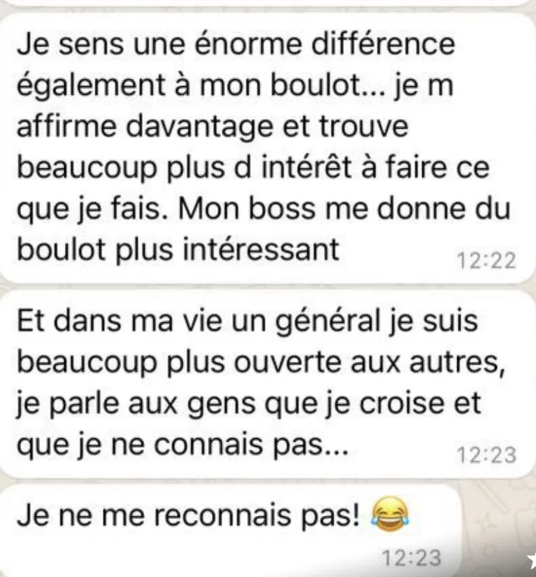 Message d'une cliente à Amandine