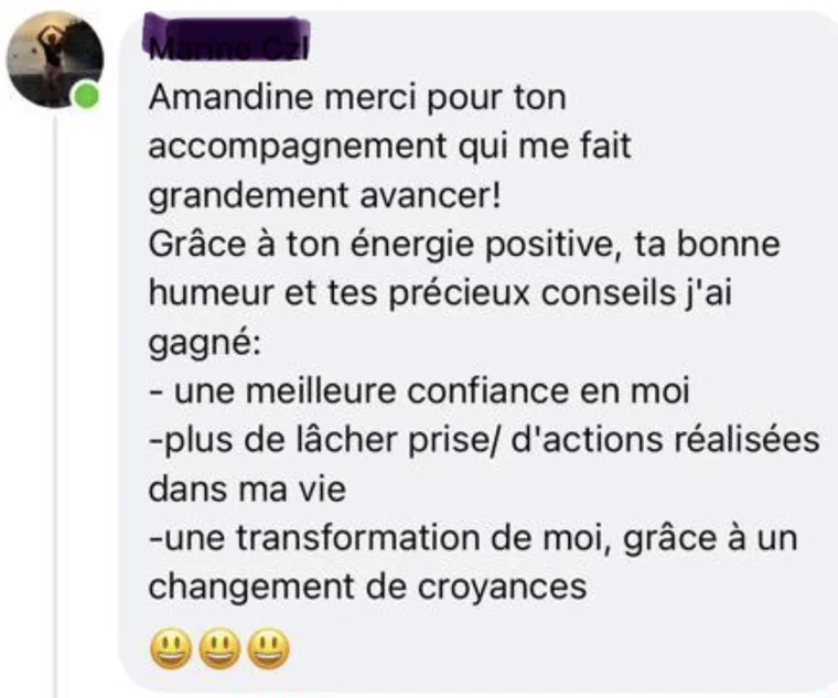 Message de Marine à Amandine