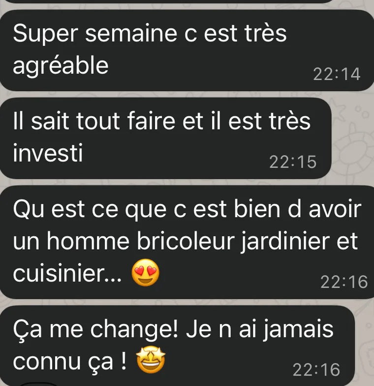 Message d'une cliente à Amandine