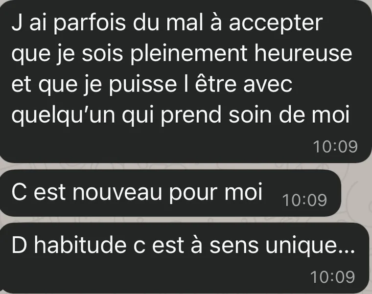 Message d'une cliente à Amandine