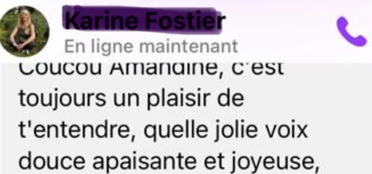Message de Karine à Amandine